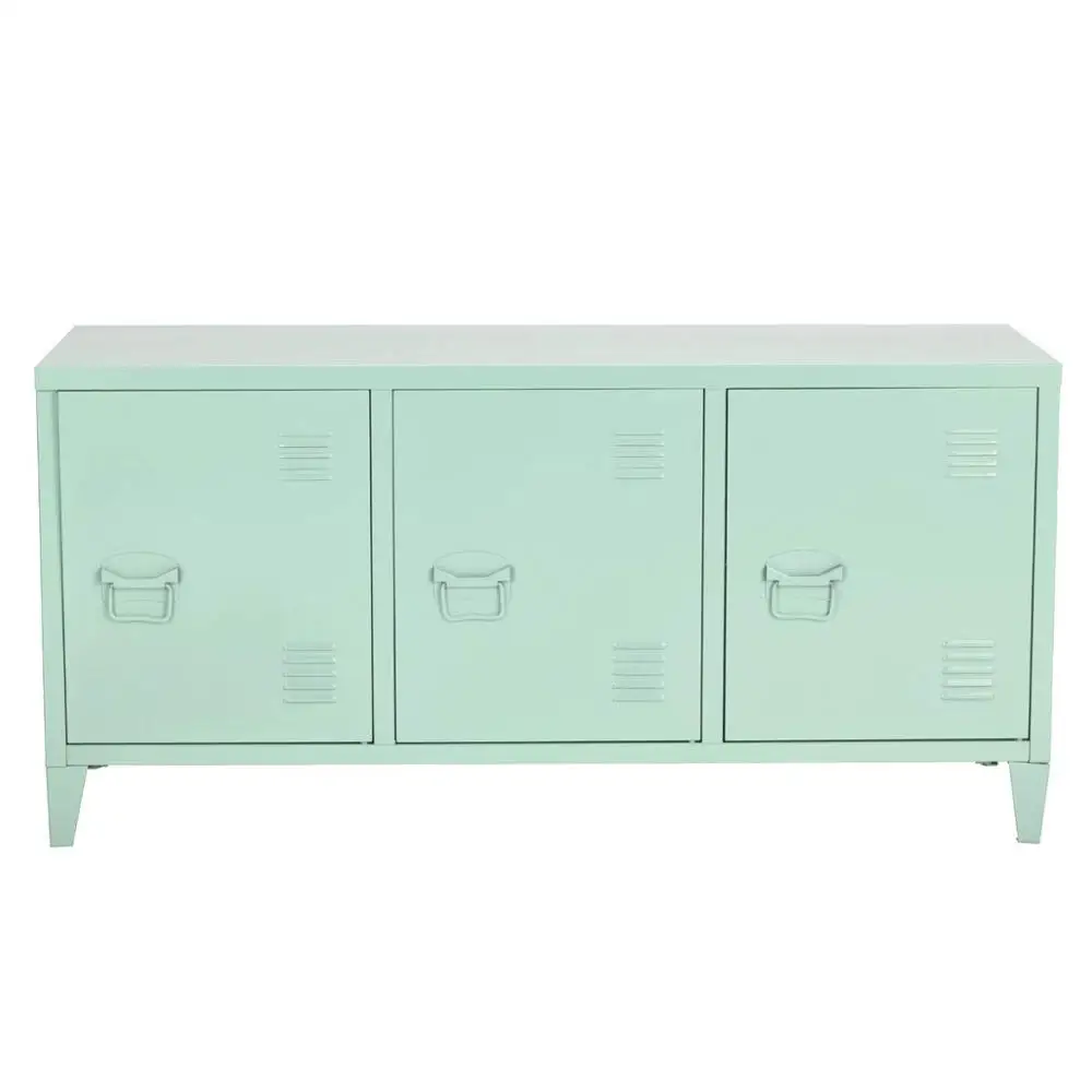 3-Door Two Tiers Metal File Locker Home Office Sideboard Cupboard Console Stand (Green)