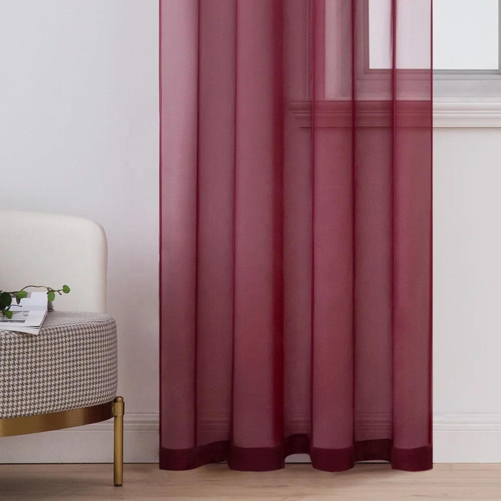 Ready Made Terylene Voile Sheer Curtain Decoration Curtain Transparent Bedroom Living Room Balcony Wedding Party Cheap Polyester