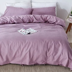 55%Linen 45%Cotton Fabric Nordic Minimalist Solid Color 4pcs Linen/Flax Bedding Set