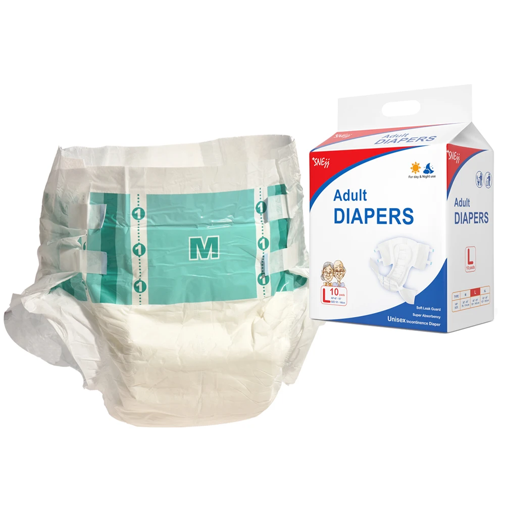 Free Sample ISO CE XXL XL L M S Size Premium Disposable Briefs Printed Blue Thick Adult Diaper