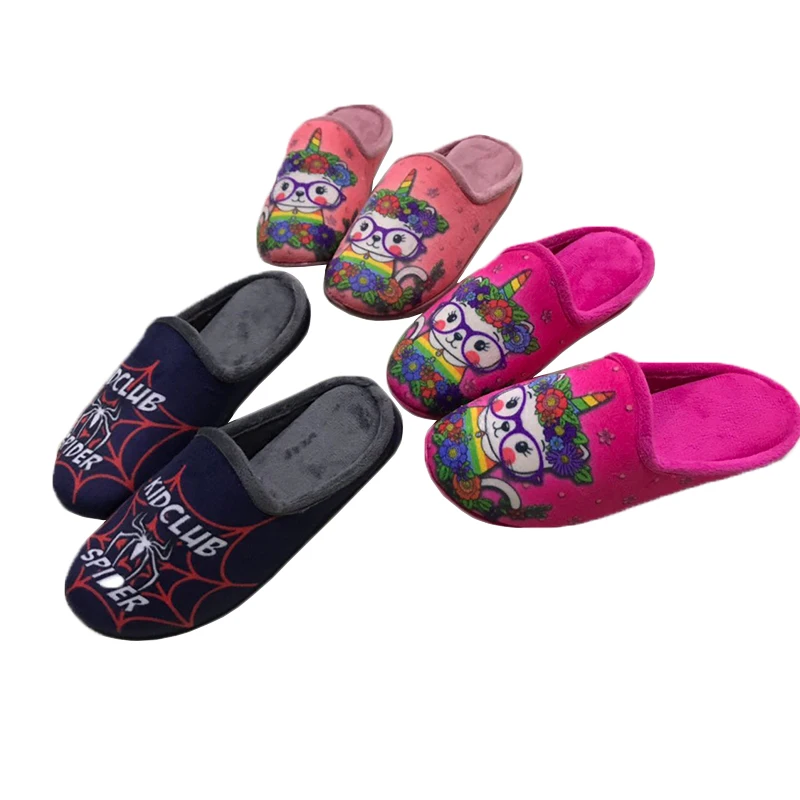 Wholesale cute cartoon nylon fabric indoor children slippers