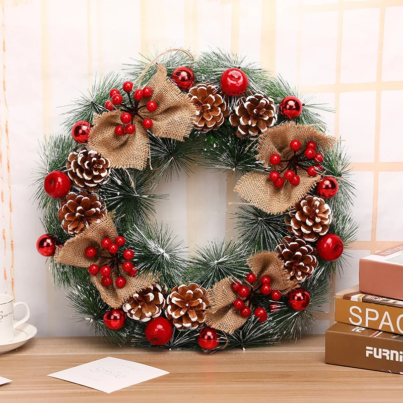 40cm Christmas Wreath Handmade Rattan Pendant Garland Shopping Mall Door Decoration Advent Wreath guirnalda navidad