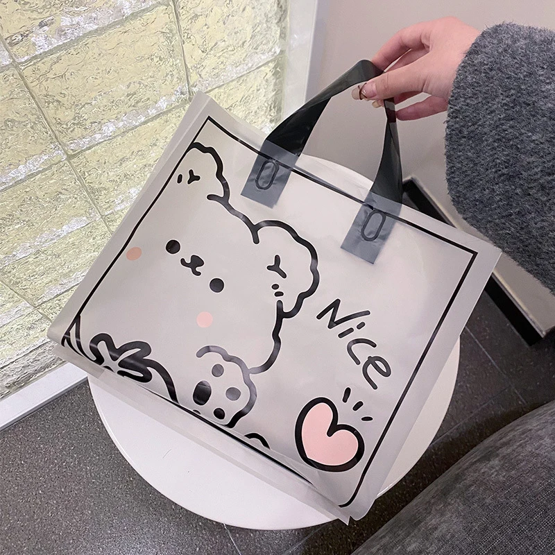Wholesale Clothing Stores Transparent Tote Bags Plastic Clothes Shopping Gifts Packing Bags