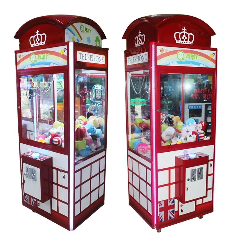Factory sale coin operated toy telephone booth crane vending machine claw machine crane arcade machine