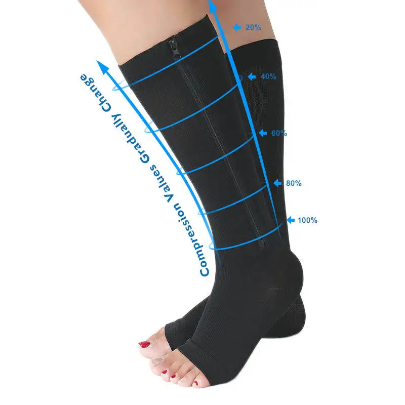 Medias compresivas con zipper compression stockings 20-30 mmhg medical compression socks zipper for varicose veins