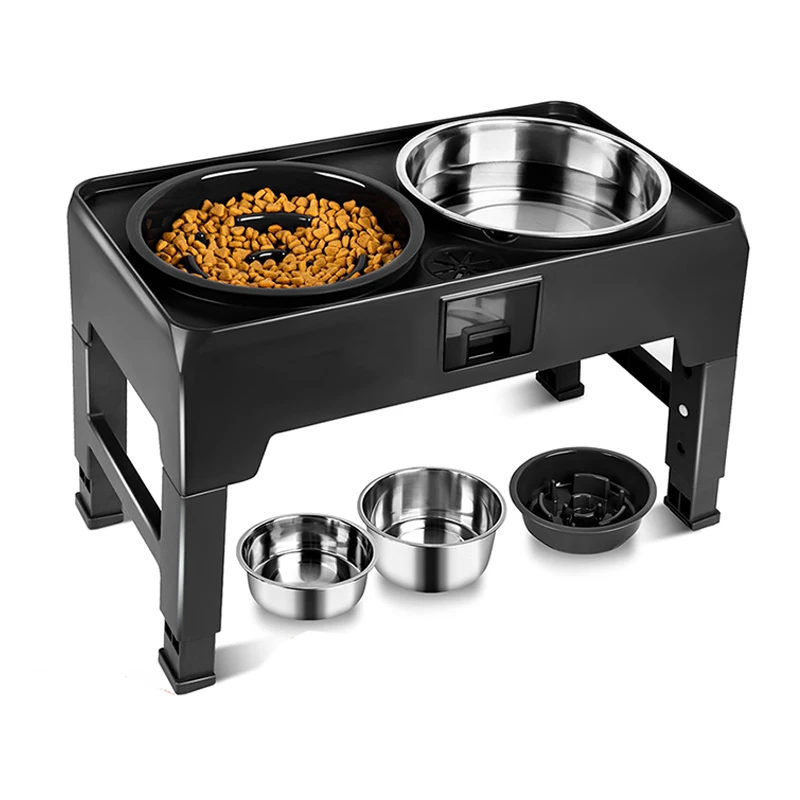 ZMaker 2024 New Design Elevated Slow Feeder Dog Bowls 6 Height Adjustable Raised Dog Bowls for Large Medium Dogs