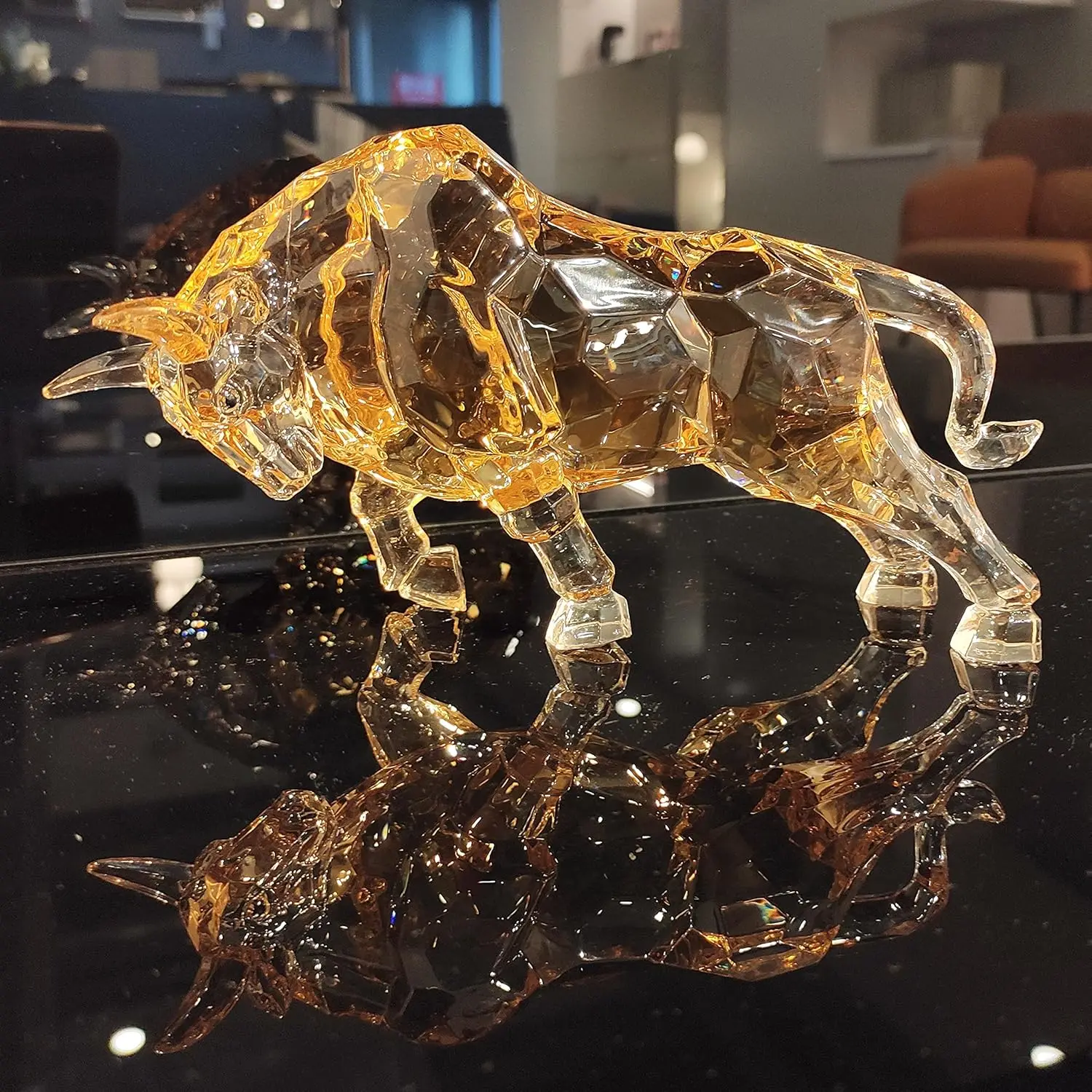 Epoxy Resin Animal Collectible Figurines Ornaments Bull Statue for Tabletop Decoration Gifting Statue for Home Office