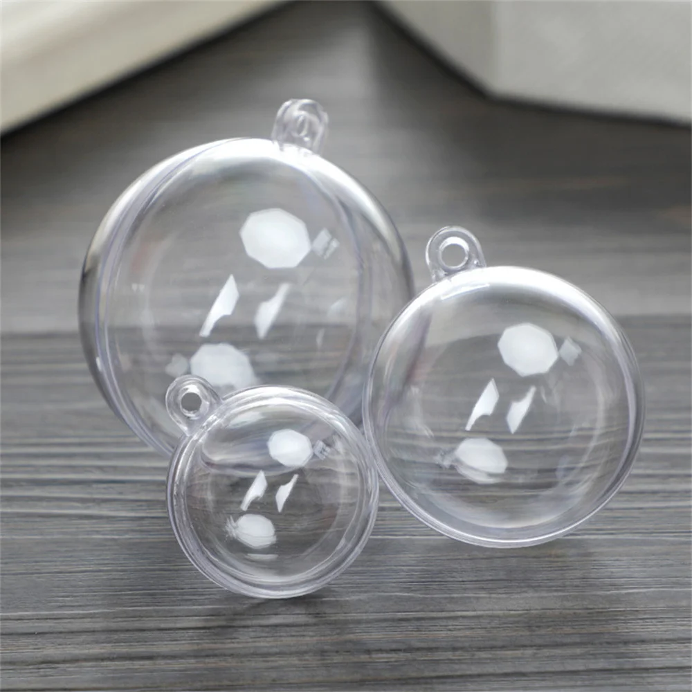Openable Hanging Hollow Clear Plastic christmas ornament balls, transparent christmas ball, transparent 8cm christmas glass ball