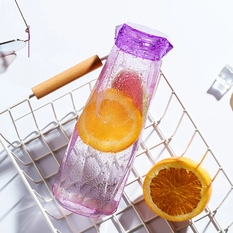 Promotional Creativity Portable Diamond Cup Water Glass Custom Water Bottle with Crystal Shape lid