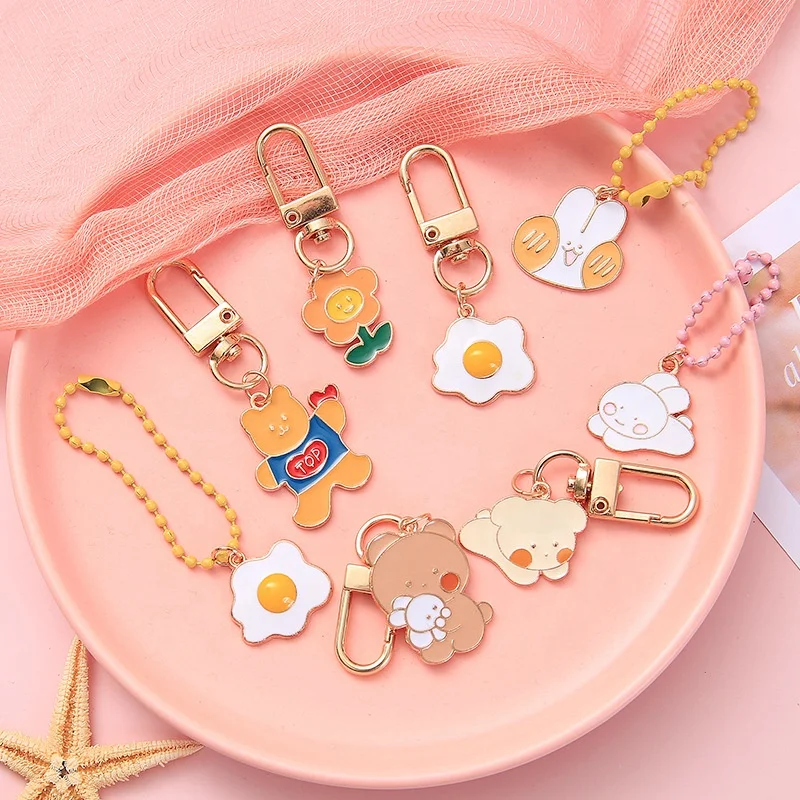 Custom Cute Character Keychain Metal Soft Enamel Beads Chain Keychain