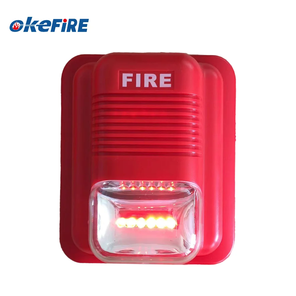Okefire High Quality Conventional Strobe Siren Fire Alarm OEM/ODM Customizable DC24V/12V Plastic Material for Fire Protection