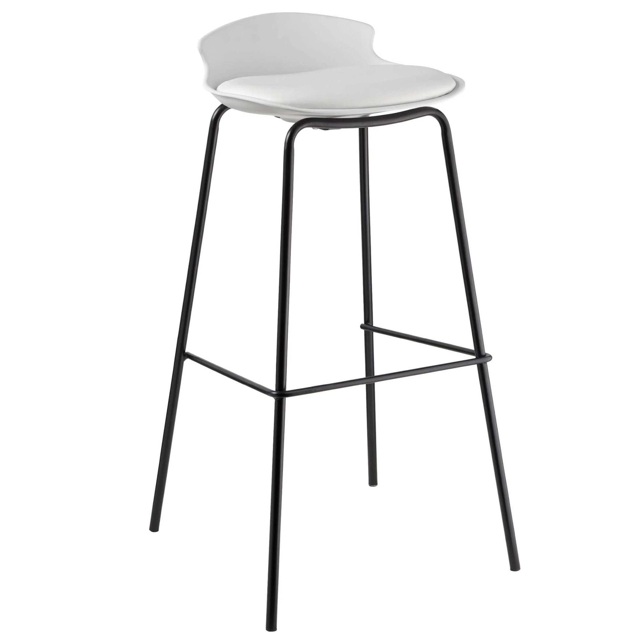Black Painting Modern Legs PP Plastic Seating High Bar Chair Stool With Back