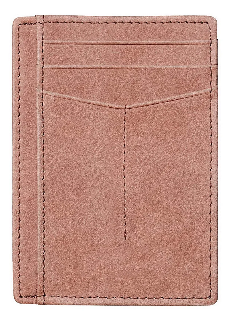 Portable Card Holder Slim Minimalist Front Pocket True Leather Slim Wallet