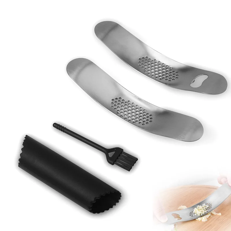 Home products kichen accessories garlic press stainless steel  garlic shredder 3 in 1