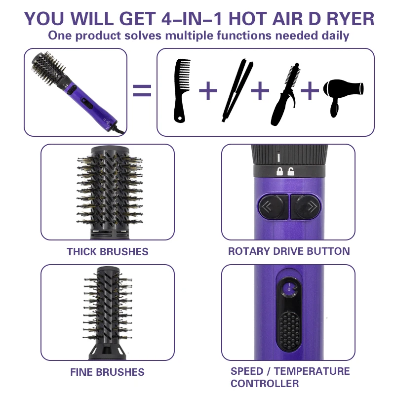 C&C Professional Hair Dryer & Volumizing Brush Stock One Step Hair Dryer And Styler Electric Hot Air Brush