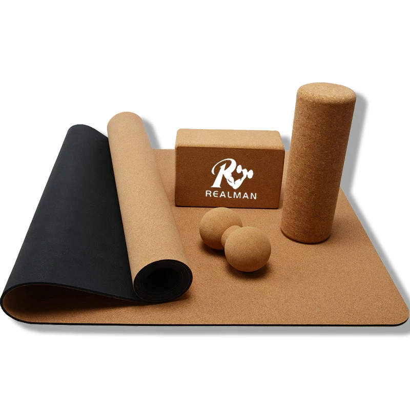 REALMAN Hot selling home exercise premium quality custom logo Non-slip Natural Cork Yoga Mat