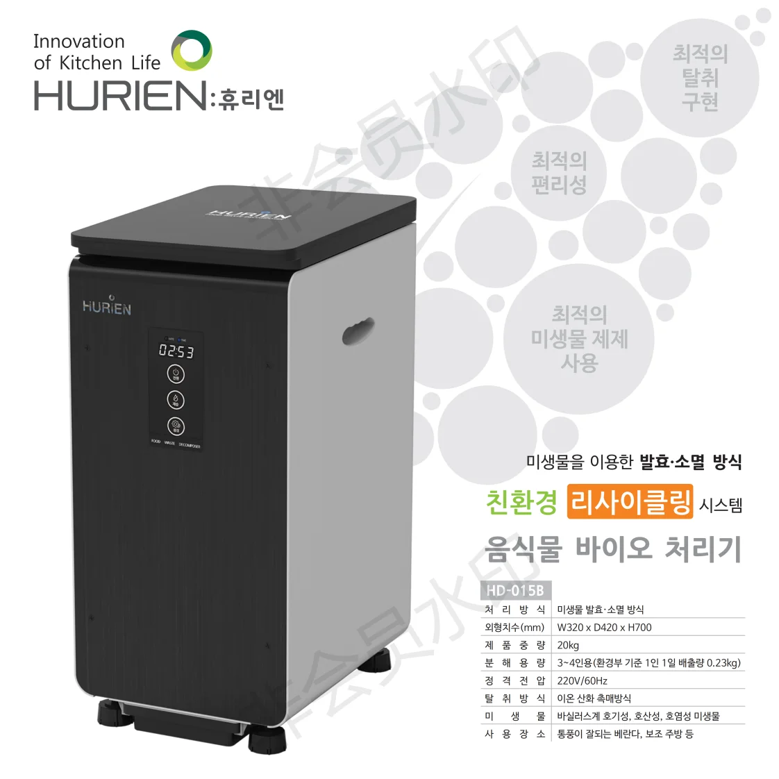 Полностью автоматическая кухонная машина для переработки органических пищевых отходов, компостирования