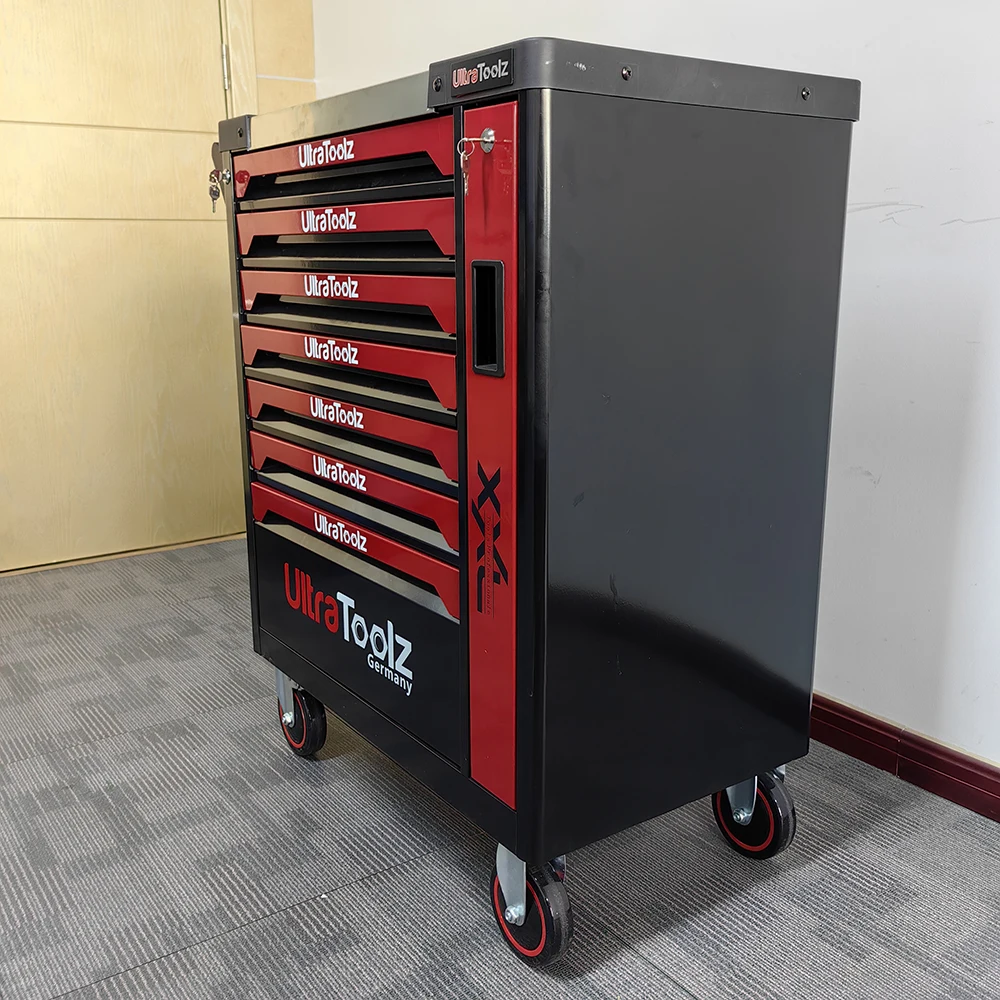 7 drawers Metal tool trolley workbench rolling box trolley drawers lock tool cart metal tool cabinet set
