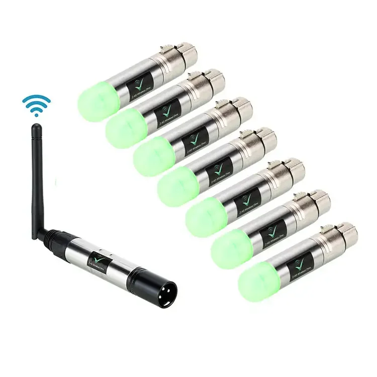 8PC No Battery 2.4G Dmx512 Wireless Transmitter Receiver For Stage Lighting