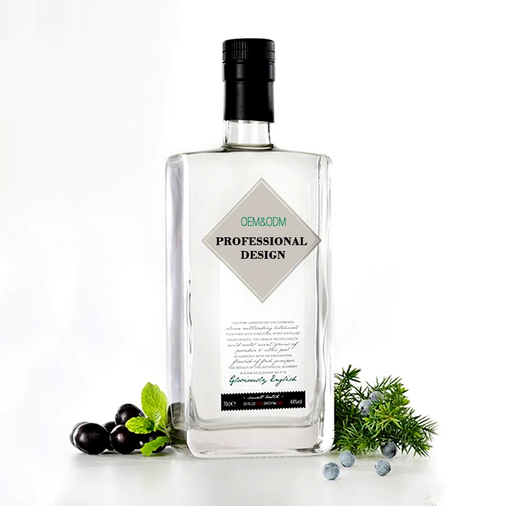 Professional Service   500ml square Glass Whiskey Bottle Spirits Luxury Custom Silk Screen Process with Cork