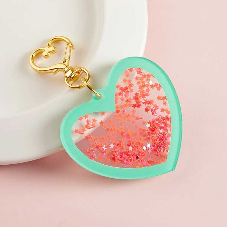 2023 акриловый брелок с блестками в форме сердца