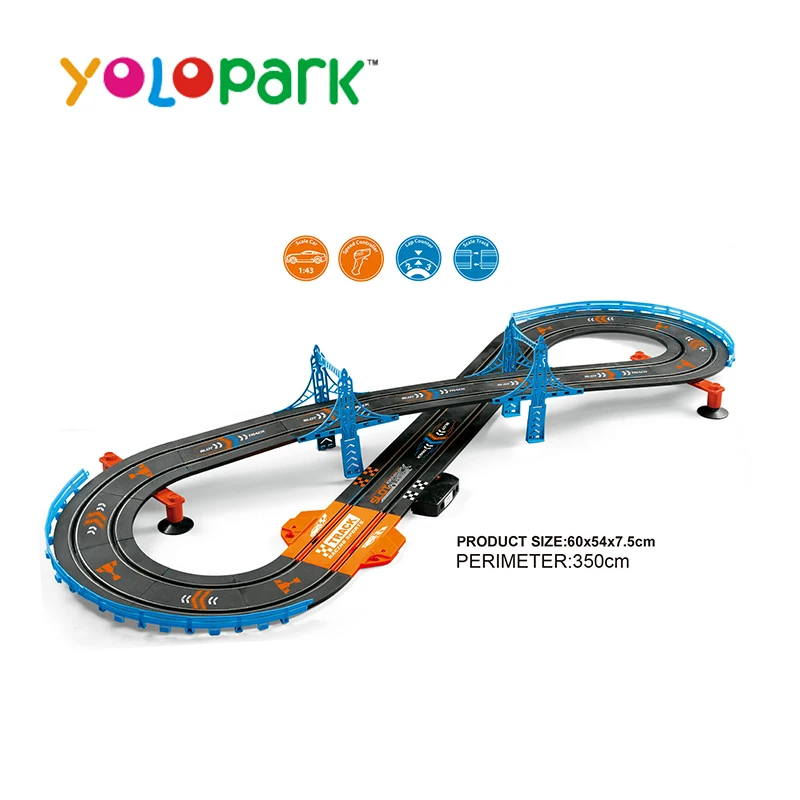 1:43 Slot Racing Car Adapter Controlled Scale Track Toys Set