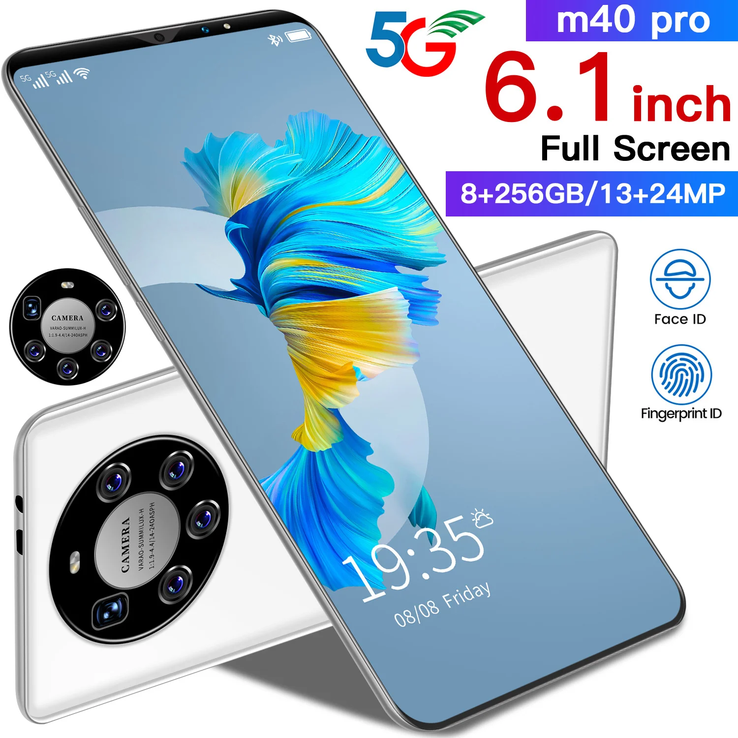 Горячая распродажа! M40 Pro Телефон смартфон с сенсорным экраном и 6 1 дюймов 8 Гб 256 подключается к сети 4g мобильный телефон двумя слотами sim-карты мини 4800