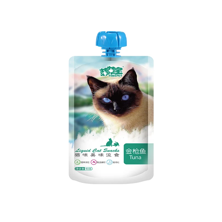 OEM ODM natural cat wet food pouch good tasty tuna/salmon flavor cat snacks cat wet food