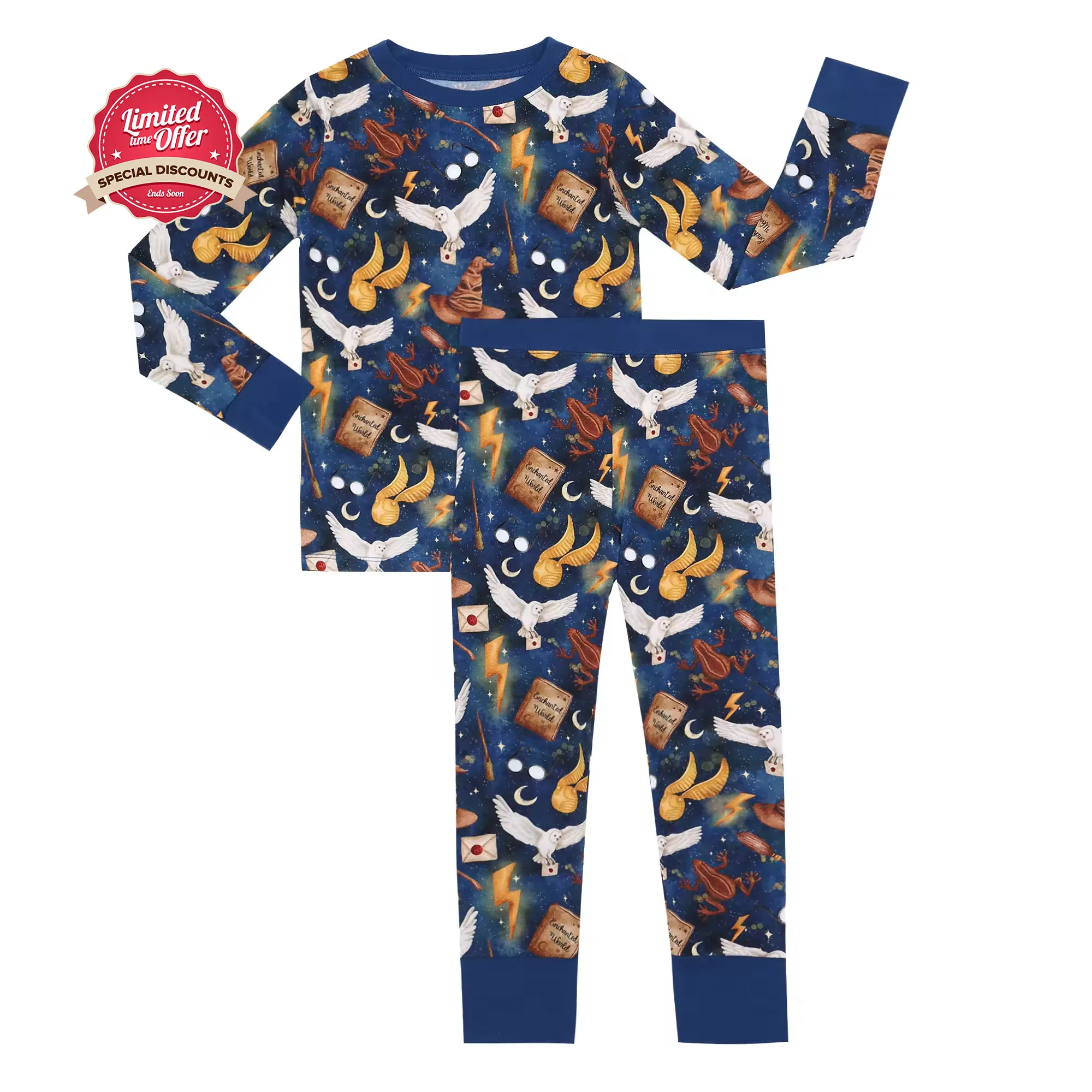 2024 New Fashion Baby and Kids Bamboo Spandex Material Tops and Pants New Design Baby Clothes Long Sleeve Baby Pajamas