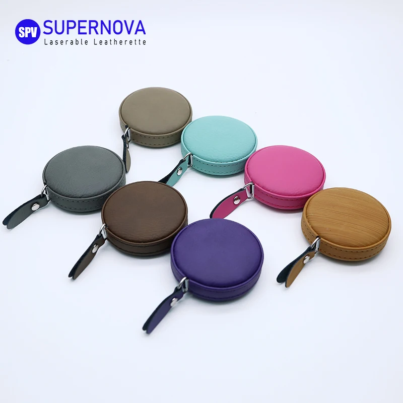 Custom 44 Color Laser Genuine Leather Mini Tailor Cloth Body Measuring Tape Laserable Engraving Leatherette Tape Measure