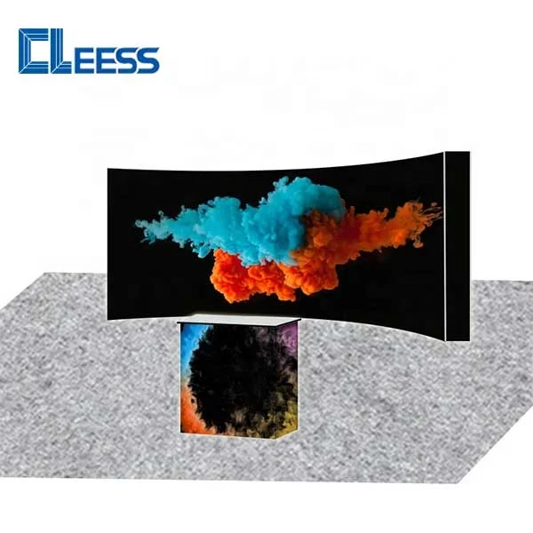 Easy Stand And Light Weight Portable Folding Back Light 10 Ft Curved Pop Up Product Display Standee