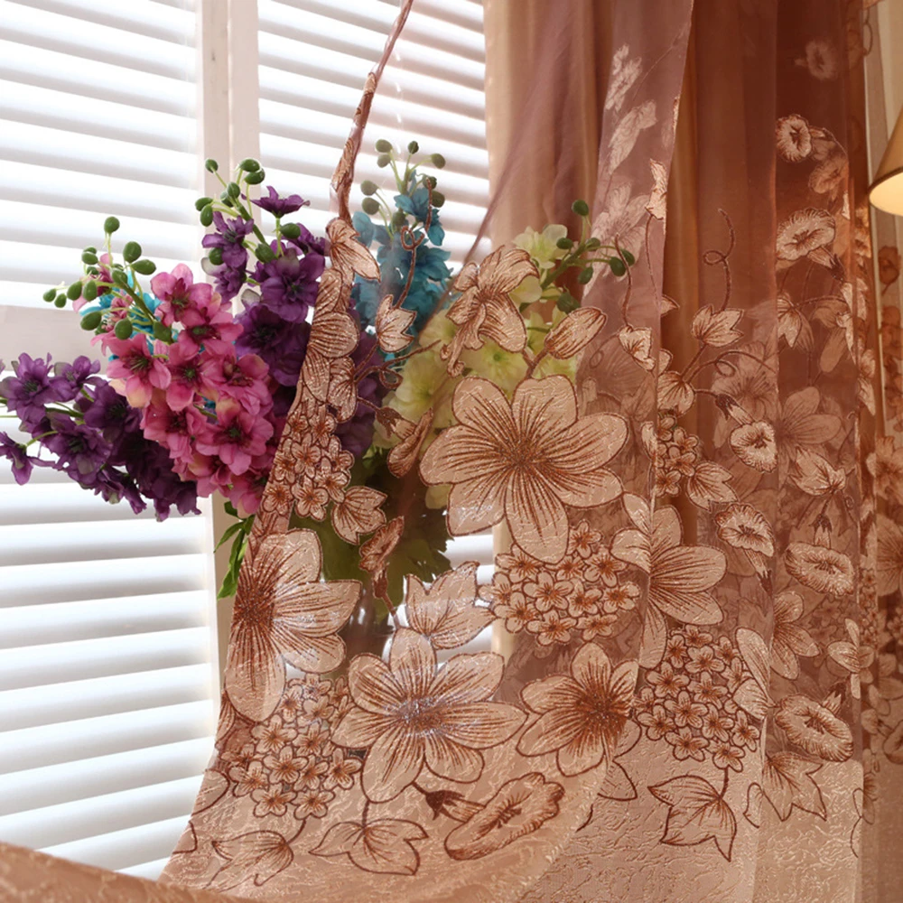 Polyester hot sale floral design beautiful window curtains set  luxury modern bedroom living room curtains