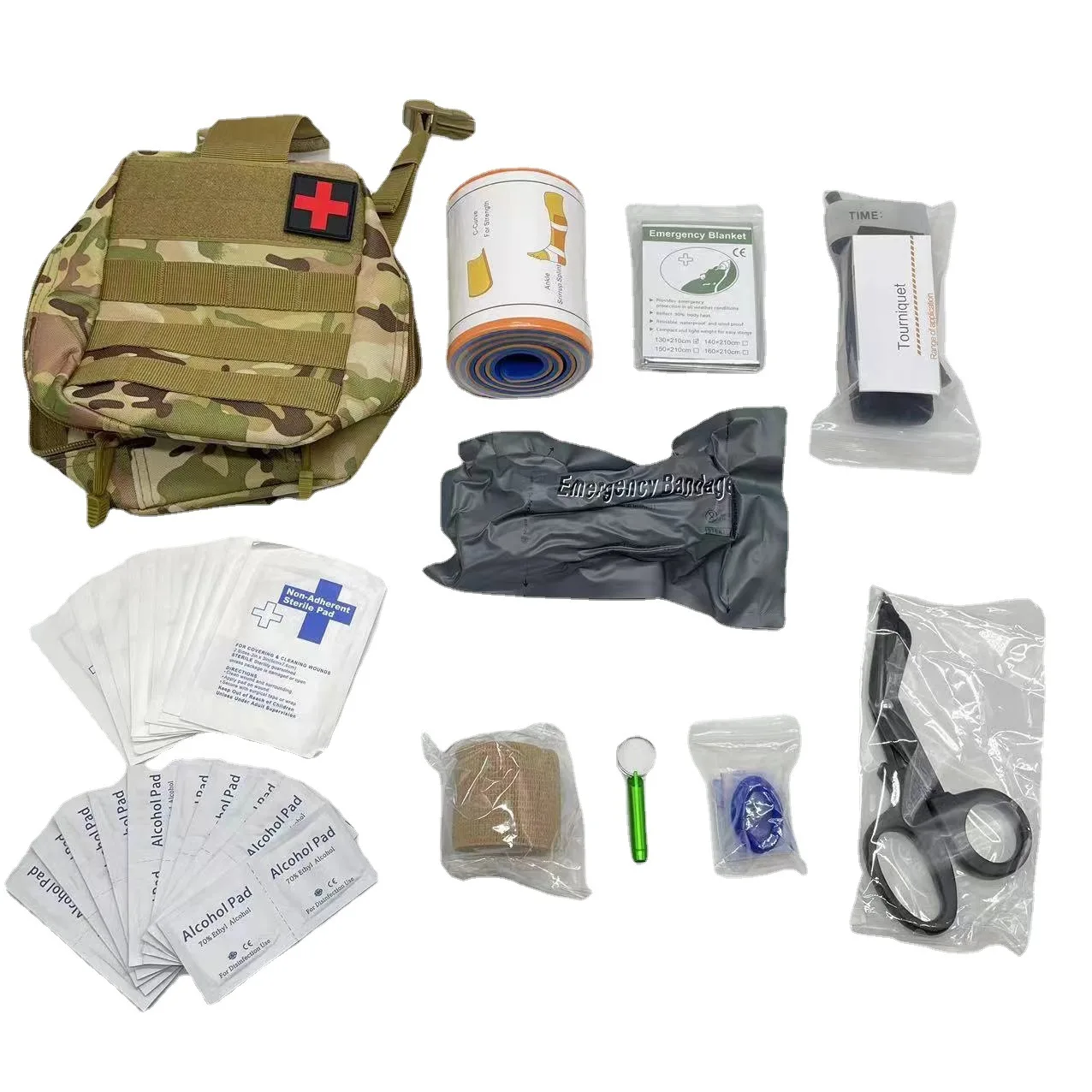 Survival First Aid Kit  Ifak Trauma Med Kit Emergency Medical Chest Seal Bleeding Control Kit, Tactical Molle Pouch for Travel