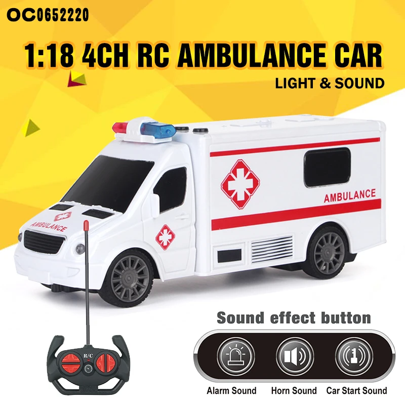 1:18 4CH Truck plastic remote control ambulance car toy with light music