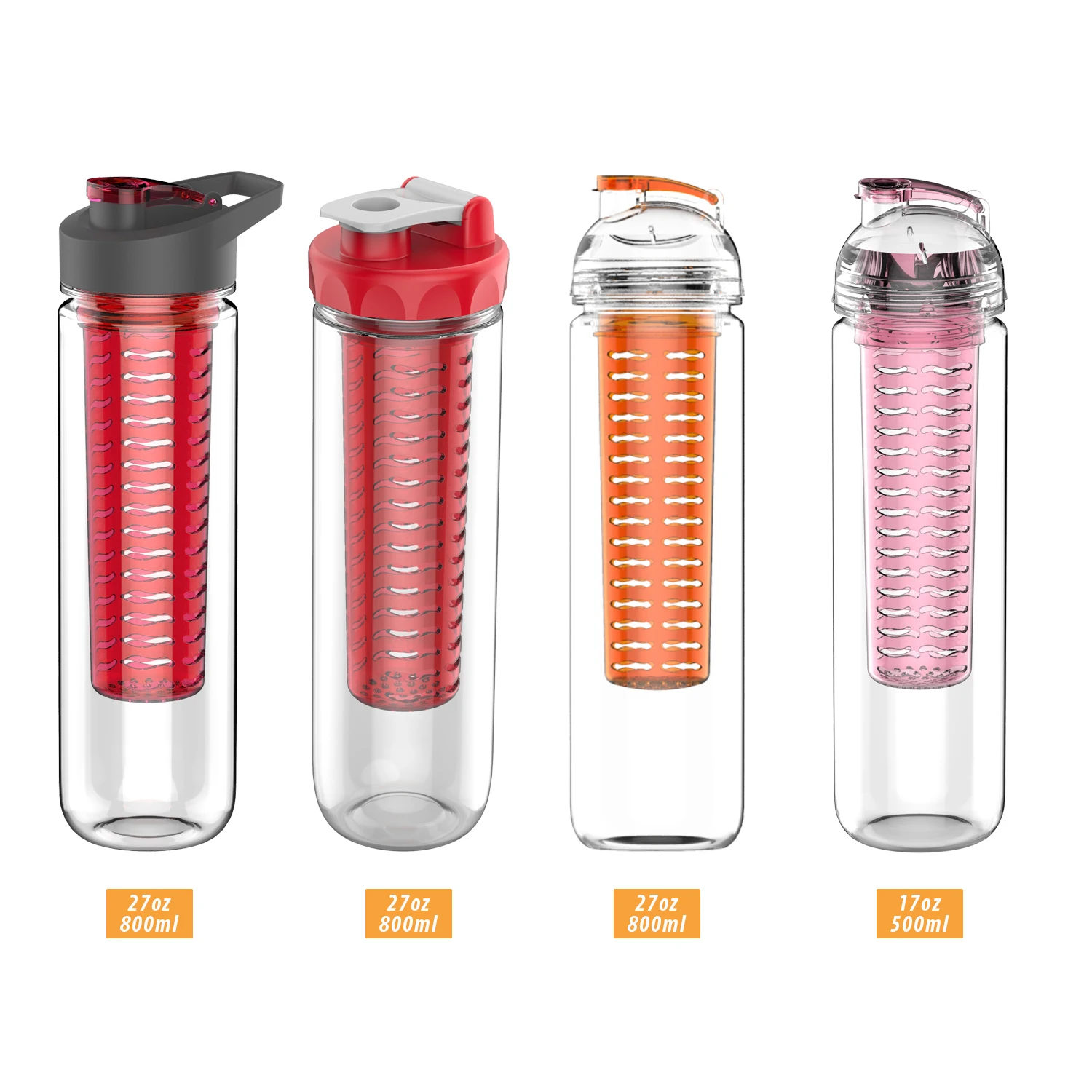 High Quality Free Bpa Infused Fruit Infusion Packaging Containers Sport Acrylic Plastic Infuser Water Bottle