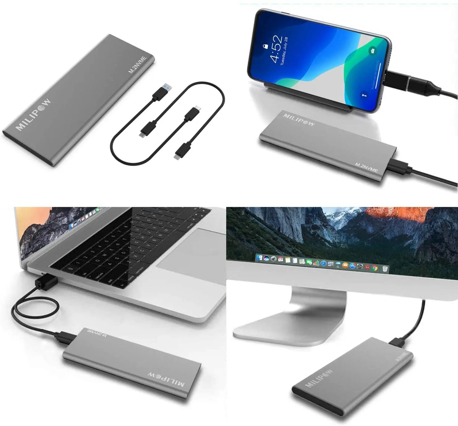 2TB Memory Hard Disk Case External HDD Enclosure Hard Drive Case SSD Box USB Type-C NVME and SATA Compatible M.2 SSD Case