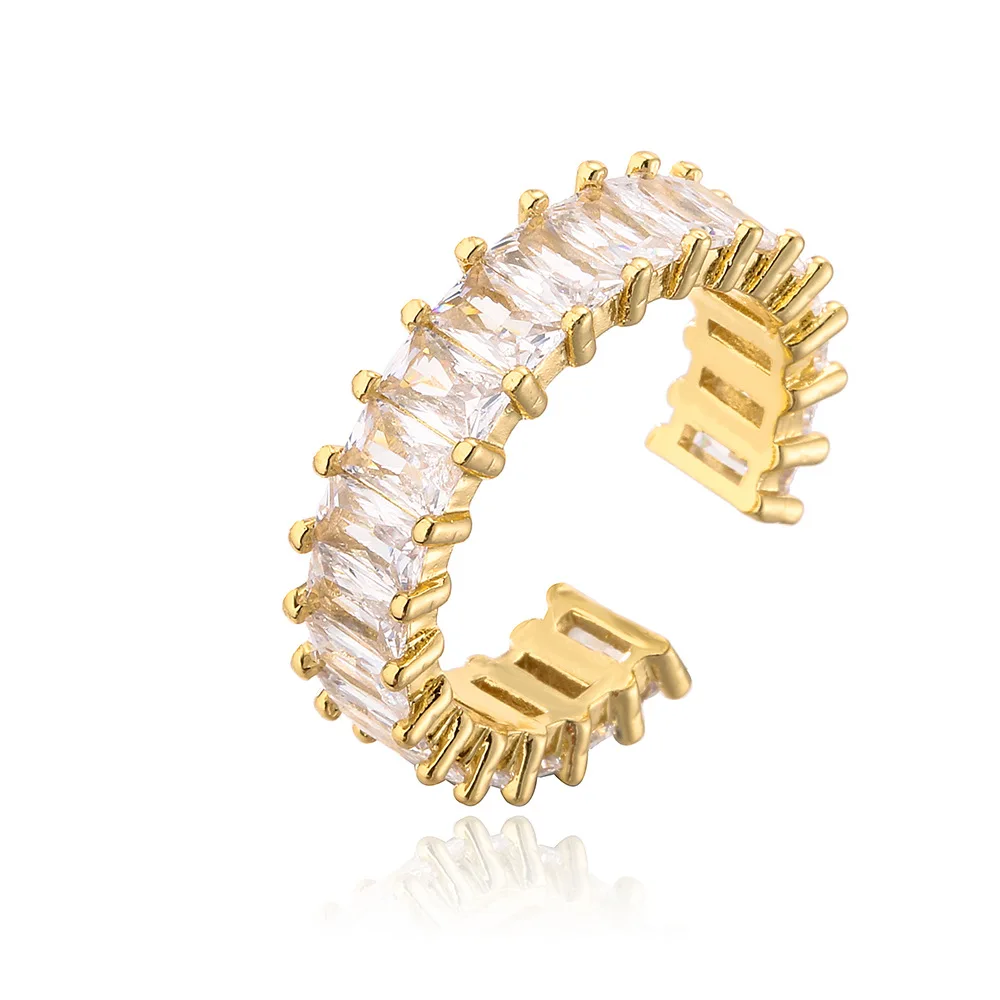 Fashion Eight Color Geometry Rainbow Engagement Ring Women Colorful c Zircon 18k Gold Plated Rings