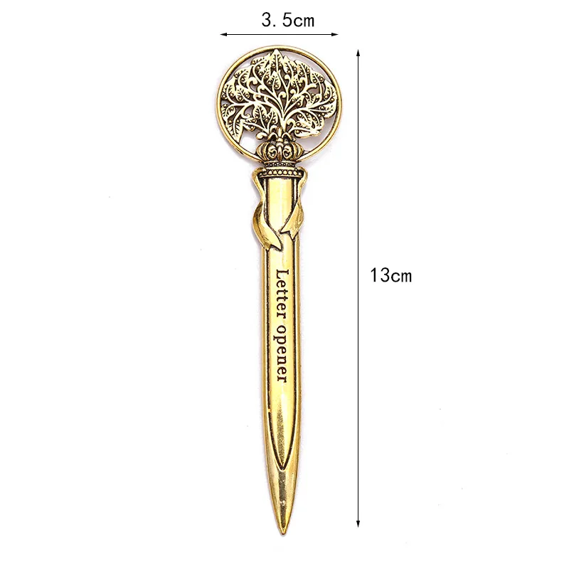 Винтажные офисные принадлежности, бумажный картонный нож-конверт, Европейский ретро Бронзовый нож с пользовательским логотипом, металлический нож для открывания букв