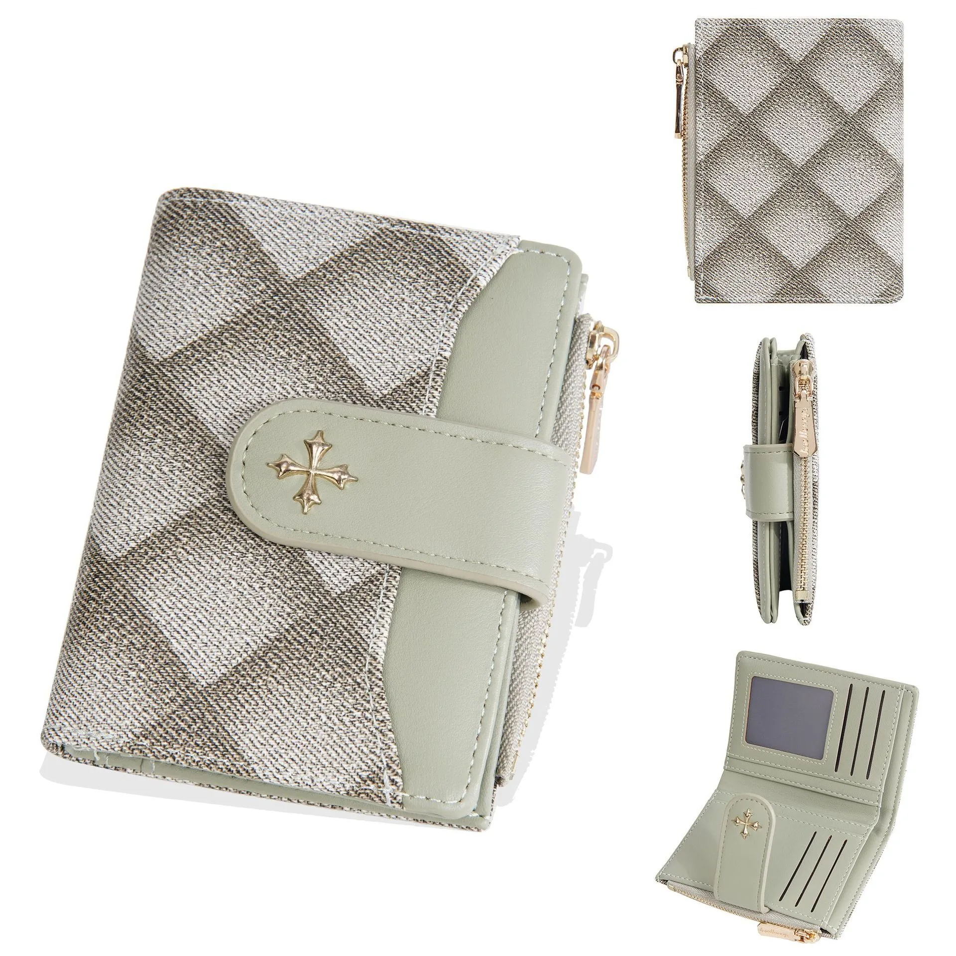 Fashion Wallets Purse Short Women Baellerry cross wallet Quilted Multi Card Zipper Coin Wallet 9124