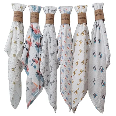 2021 high quality 2 layers muslin gauze bamboo cotton spring summer cart cover blanket swaddling towel