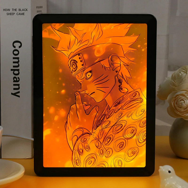 Anime Light Box Gojo Demon Slayer Anime Box Light Shadow Box Frame Art Paper Light Printing 3D Nightlight Gift Item