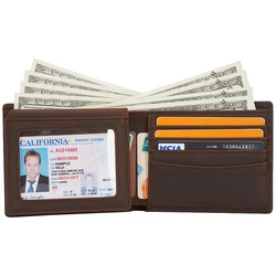 Брендовый индивидуальный кошелек Tiding из натуральной кожи, Коричневый мужской кошелек в стиле ретро двойного сложения из натуральной кожи Crazy Horse для мужчин