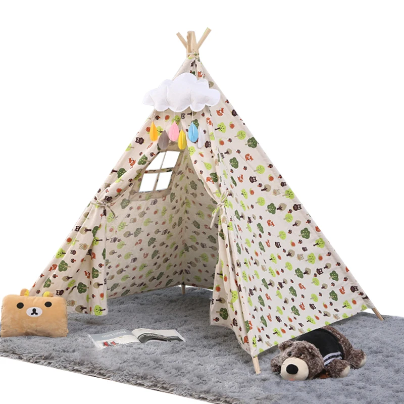 Teepee Tent Wooden Cheap Play House High Quality Indoor Outdoor Camping Indian Tent Kids Children Play Toy Tents