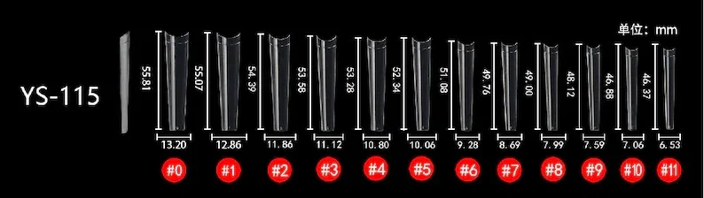 new arrival customer logo label 3XL COFFIN No C-Curve ABS Super XxxLong  French Length 5.5cm  Nail Art Tips