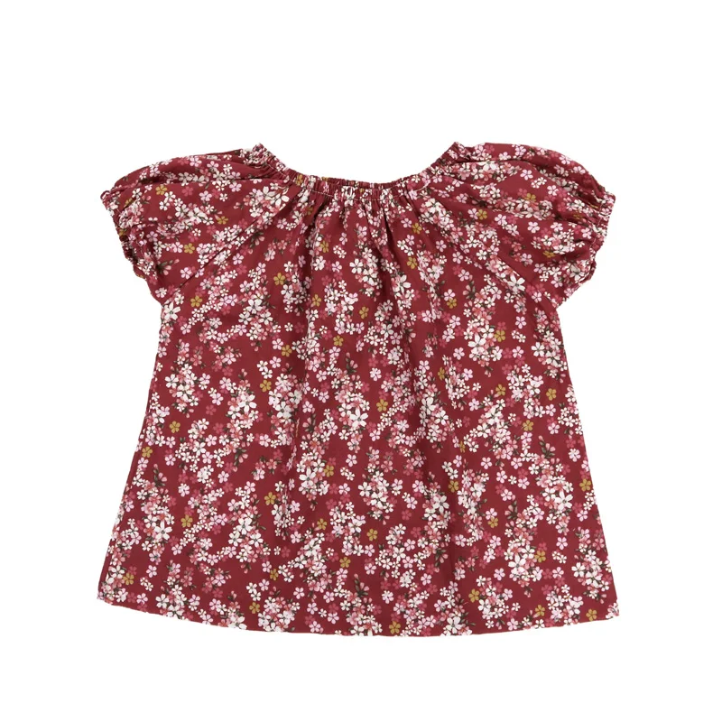 
Colorful High Quality Hot Sale Kids Gift Boutique Organic Floral Cotton Short Sleeve Baby T-shirt 
