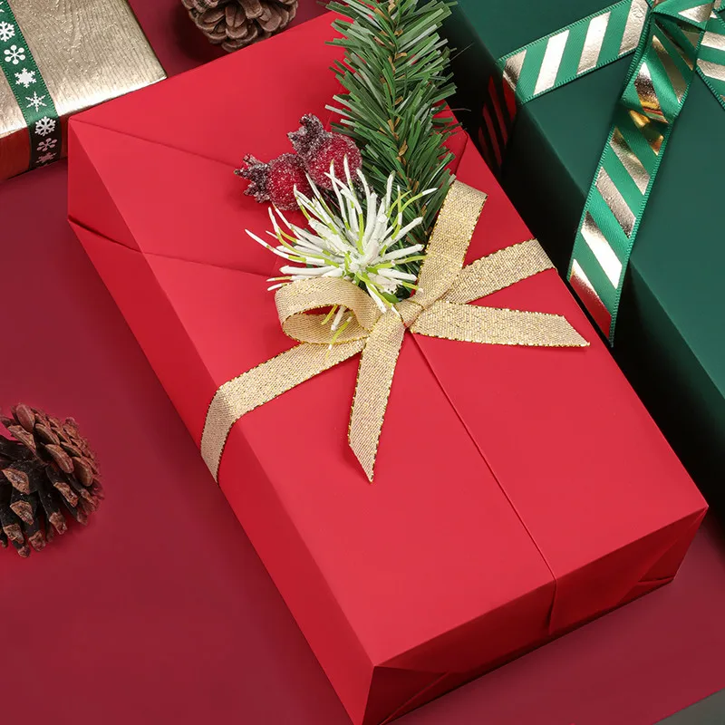 Custom Solid Christmas Red Green Paper Gift Christmas Craft Wrapping Paper