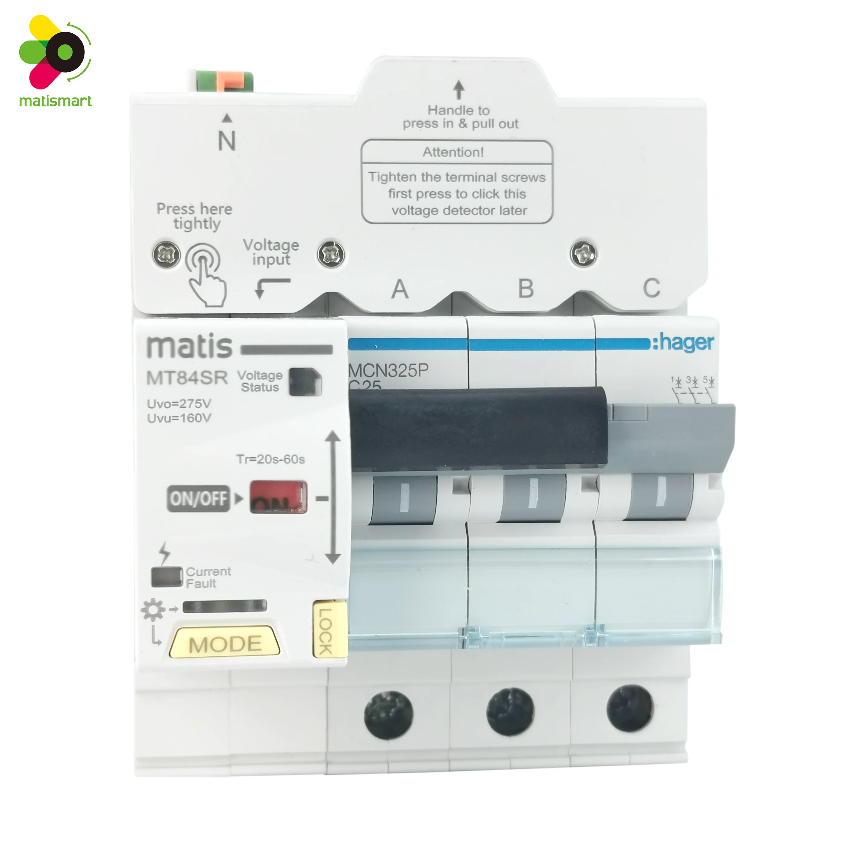 MT84SR automatic reset recloser 3P 25a mcb for voltage current fault protector