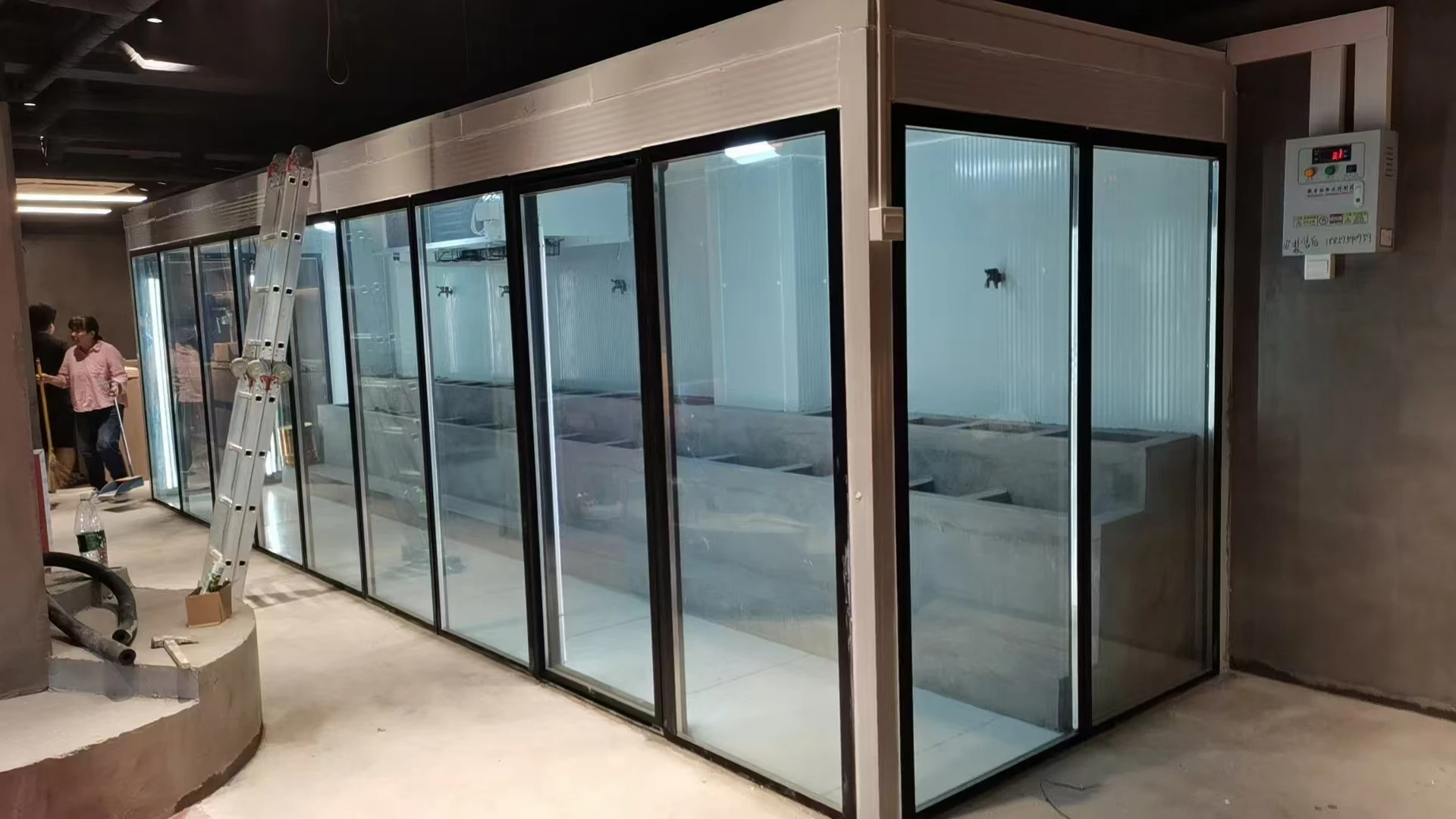 Longhey Walk In Display Cold Storage Room Glass Door And Frame With Anti Fog And Defrosting Functions Refrigerator Accessories