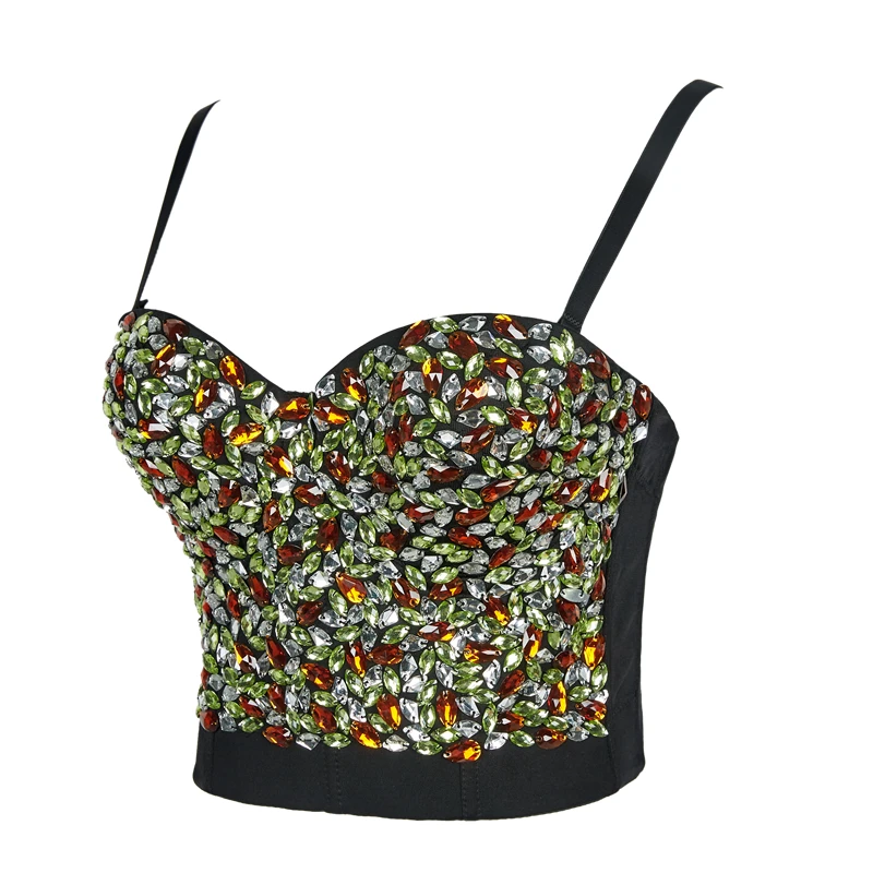 New Wholesale fashion Design Ladies corset top Rhinestone decorates sling corset top for women