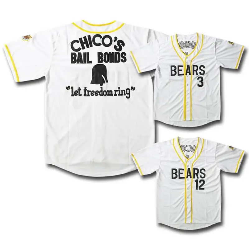 Оптовая продажа белые мужские плохие новости медведи Келли утечки #3 бейсбольные Джерси фильм прошитой S-3XL